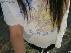Sucer une bite, Cousine, Tir de sperme, Hard, Fille latino, Petite femme, Public, Chevaucher