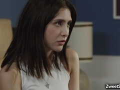 Brunette brune, Tir de sperme, Gorge profonde, Famille, Hard, Rugueux, Adolescente, Vierge