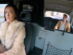 Nasty bitch cockriding lucky guy in car