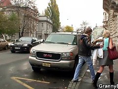 Horny guy bangs mature blonde grandma with his big dick
