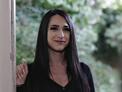 In den arsch, Arschlecken, Braunhaarige, Paar, Erotisch, Handjob, Hardcore, Transfrau