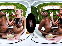 3d, ブロンド, フェラチオ, 茶髪の, イく瞬間, 異人種間, キス, 現実