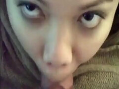 Filipina fellating massive white pecker  taking immense facial cumshot