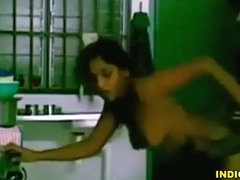 An unexperienced, Indian nymph was doing some kinky stuff in the kitchen, with her fresh bf