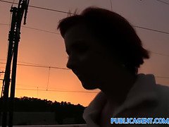 Alice gets pounded hard in public behind the train station POV style