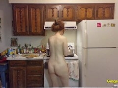 Americano, Culo, Peludo, Cocina, Desnudo, Coño, Pelirrojo, Tetas