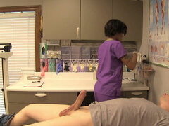 Charming nurse gives that patient a handjob in the office