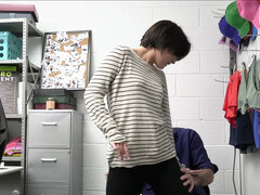 Bureau, Police, Chatte, Rasée, Cheveux courts, Volé, Se déshabiller, Adolescente