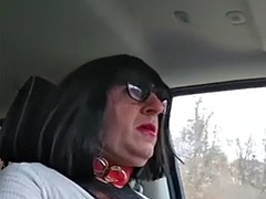 Leie, Schwarz, Crossdresser, Dildo, Absätze, Im freien, Öffentlich, Transfrau