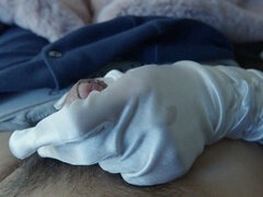 Amateur, Tir de sperme, Gants, Branlette thaïlandaise, Satin