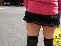 japanese fledgling exposure female upskirt in a city