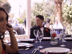 Outdoor threesome fuck party with two chicks and one dude