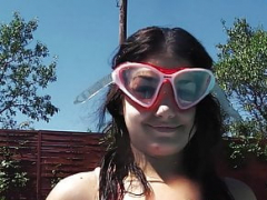 Plage, Bikini, Européenne, Russe, Douche, Softcore, Adolescente, Nénés