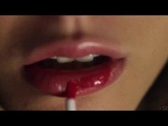 Belleza, Morena, Consolador, Guantes, Tacones, Lesbiana, Pezones, Bragas