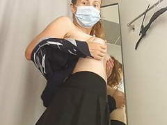 Excited legal teen shows off her body in the fitting room