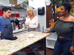 Curvy Milfs Dana Dearmond & Layton Benton Sharing Big Cock In a FFM Threesome