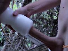 Outdoor Fleshlight Fuck! My Huge Uncut Dick Pounding That Tight Hole!