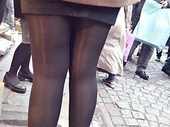 The best of shiny black opaque tights girl