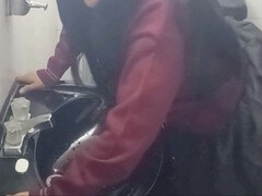 18 años, Amateur, Cuarto de baño, Novia, Casero, Coño, Medias largas, Adolescente