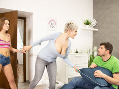 Busty blonde mom fucks daughter's hot boyfriend