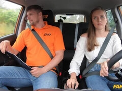 お尻, デカパイ, ブロンド, フェラチオ, 車, バック, アウトドア, ペニス