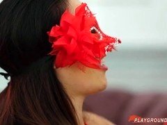 Bushy Pussy Gorgeous Brunette In Mask Stretched