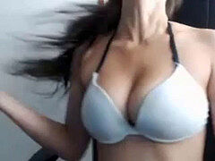young with lactating fun bags plays with poon
