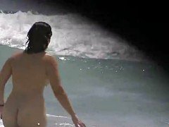 Chica, Playa, Belleza, Nudista, Pov