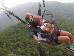 The number 1 black actress from Colombia Mariana Martix goes paragliding masturbating nude - Outdoor