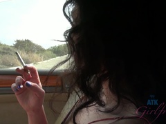 Amateur, Plage, Noire, Petite amie, Chatte, Rasée, Se déshabiller, Grande