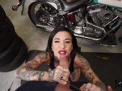 Biker honey wants to rail everything in the store