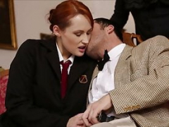 Sexy redhead Emy Russo has a surprise for the science teacher