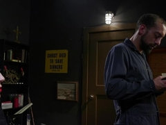 緊縛, 茶髪の, 足, 毛深い, レザー, 天然, 尼, タトゥー