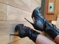 Negro, Acercamiento, Europeo, Tacones, Nylon, Pantaletas, Seducido, Medias largas