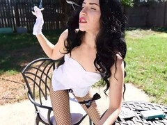Zatanna's incredible smoke break in sexy lingerie