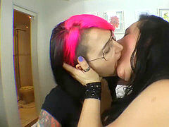 Lesbian tongue kiss, tongue kissing, girly-girl