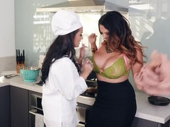 Personal chef and a hot milf have lusty lesbian sex