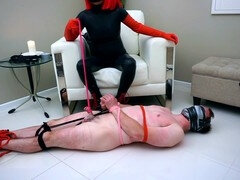 Aziatisch, Bondage discipline sadomasochisme, Gebondenheid, Naakte man aangeklede vrouw, Dominatie, Dominante vrouw, Kokhalzen, Pijn