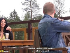 Большие сиськи, Брюнетки, Грудастые, Каблуки, На природе, Втроем