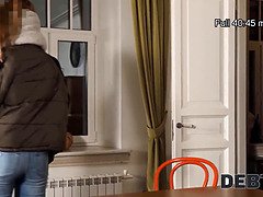 Kinky stud lures a bombshell into having sex by forgiving her debt