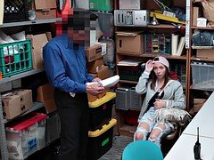 Shoplifting teen fucked by creepy manager