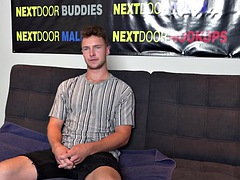 Solo casting stud jerks his cock and cums after interview