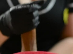 Dominacion femenina, Fetiche, Guantes, Pajear, Masaje, Masturbación, Aceite, Pov