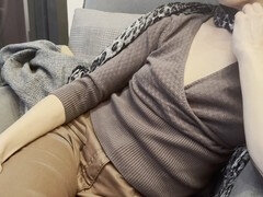 Enjoying coffee with my wife as she shows off her bare tits and pierced nipples in public