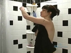Incroyable, Salle de bains, Poilue, Masturbation, Collant, Douche, Adolescente, Mouillée