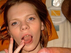 Amateur, Sucer une bite, Brunette brune, Léchez, Chatte, Rasée, Cheveux courts, Rétro ancien