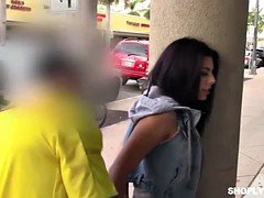 Skinny thief Avi Love destroyed by a huge dick