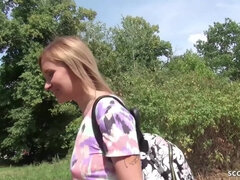 GERMAN SCOUT - YOUNG COLLEGE TEEN GET NO CONDOM FUCK PUBLIC BY STRANGER - Casting
