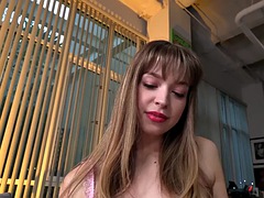 Chica, Verga grande, Tetas grandes, Tetona, Pajear, Masturbación, Aceite, Afeitado