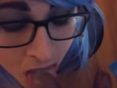 BBC cums in mouth of white sissy fag